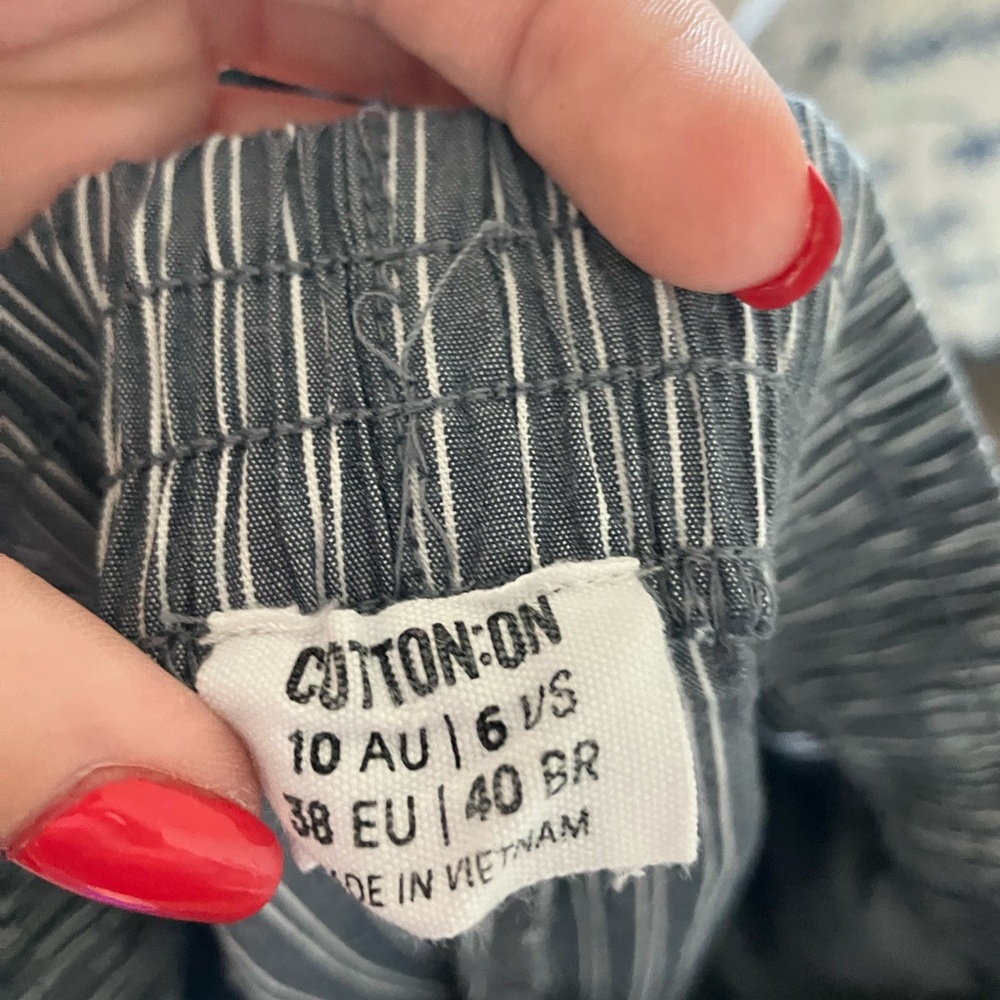Cotton On grey-blue and White Striped pants